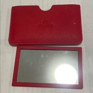 Omega Scarlet Card Holder with Mirror